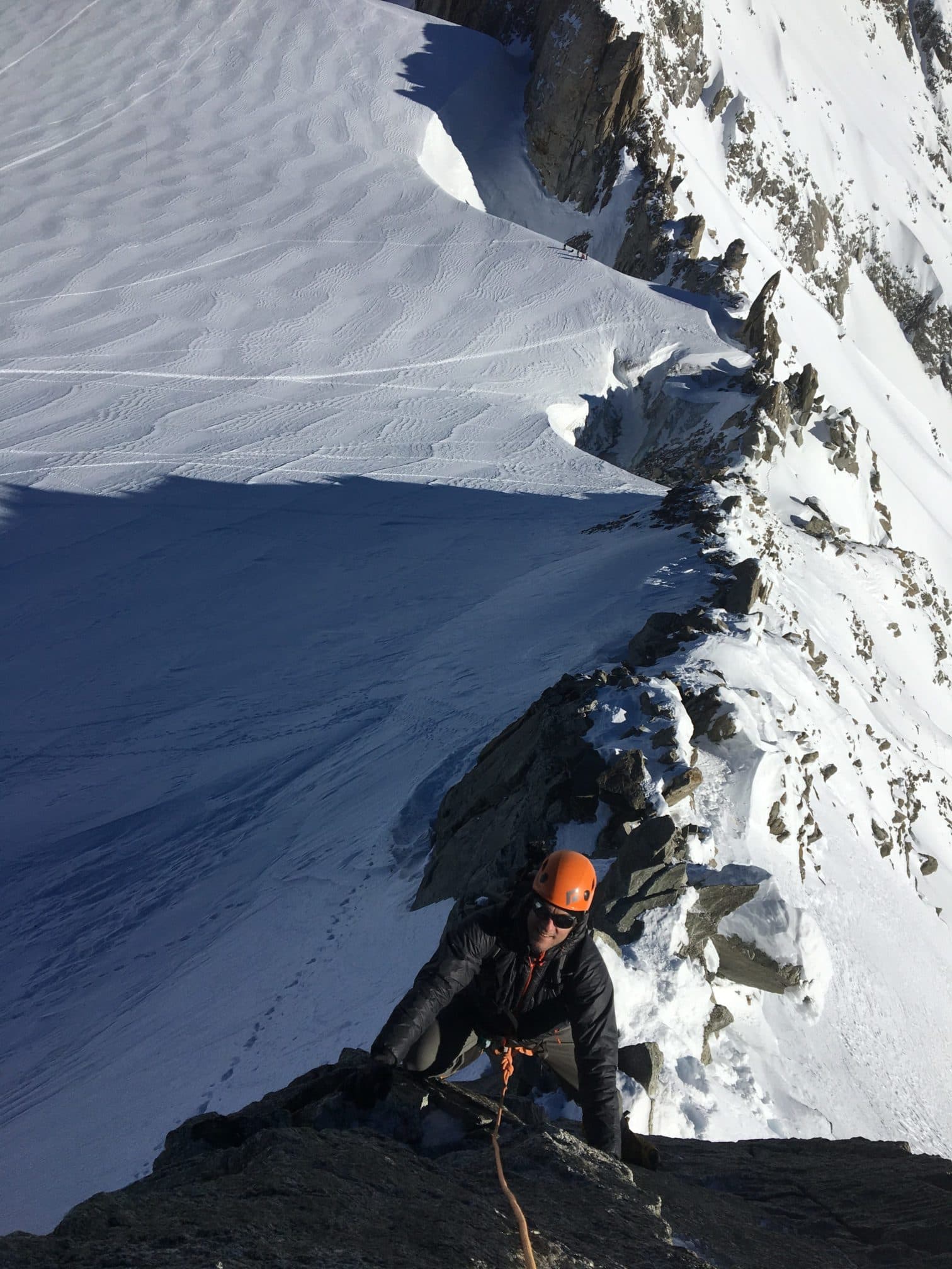 Aiguilles Marbrées mixed climb at 3400m